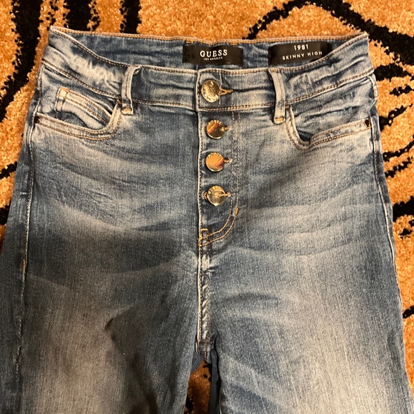 Guess Button Fly High Waisted Skinny Stretch Jeans - Picture 2 of 4